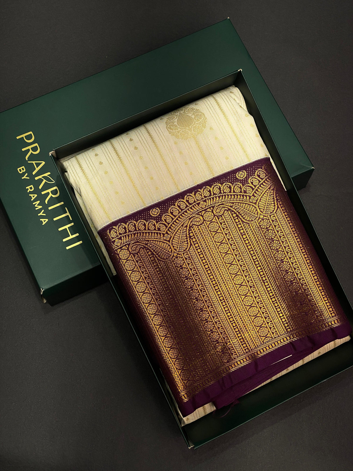 Sandal and Violet silk saree- PSS057A