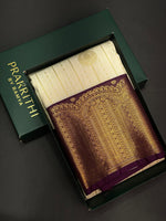 Sandal and Violet silk saree- PSS057A