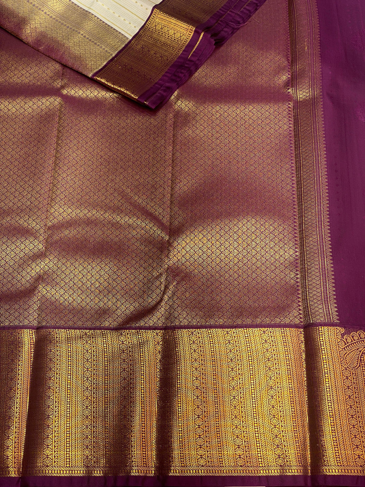 Sandal and Violet silk saree- PSS057A