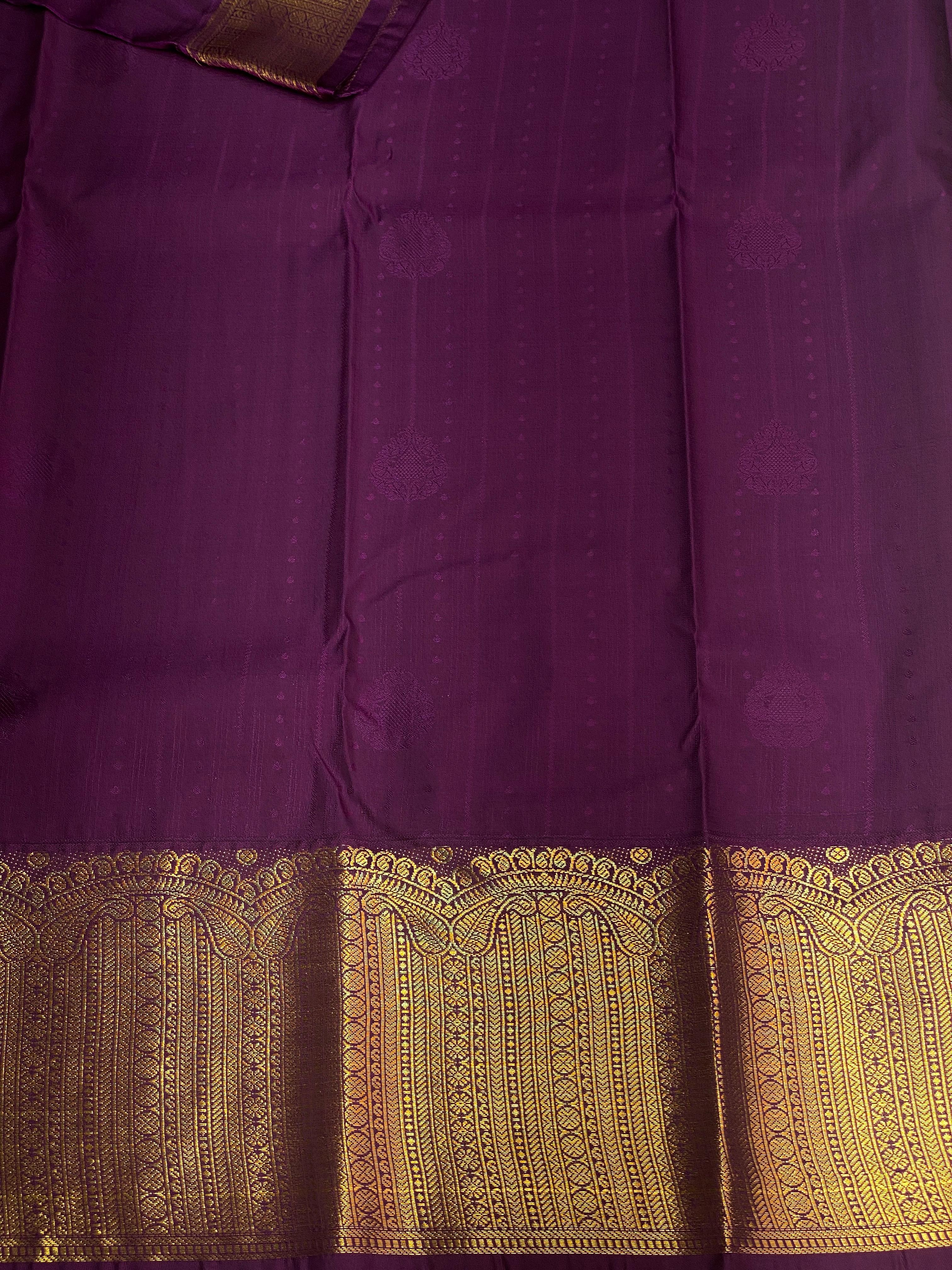 Sandal and Violet kanchipuram silk saree- PSSR330