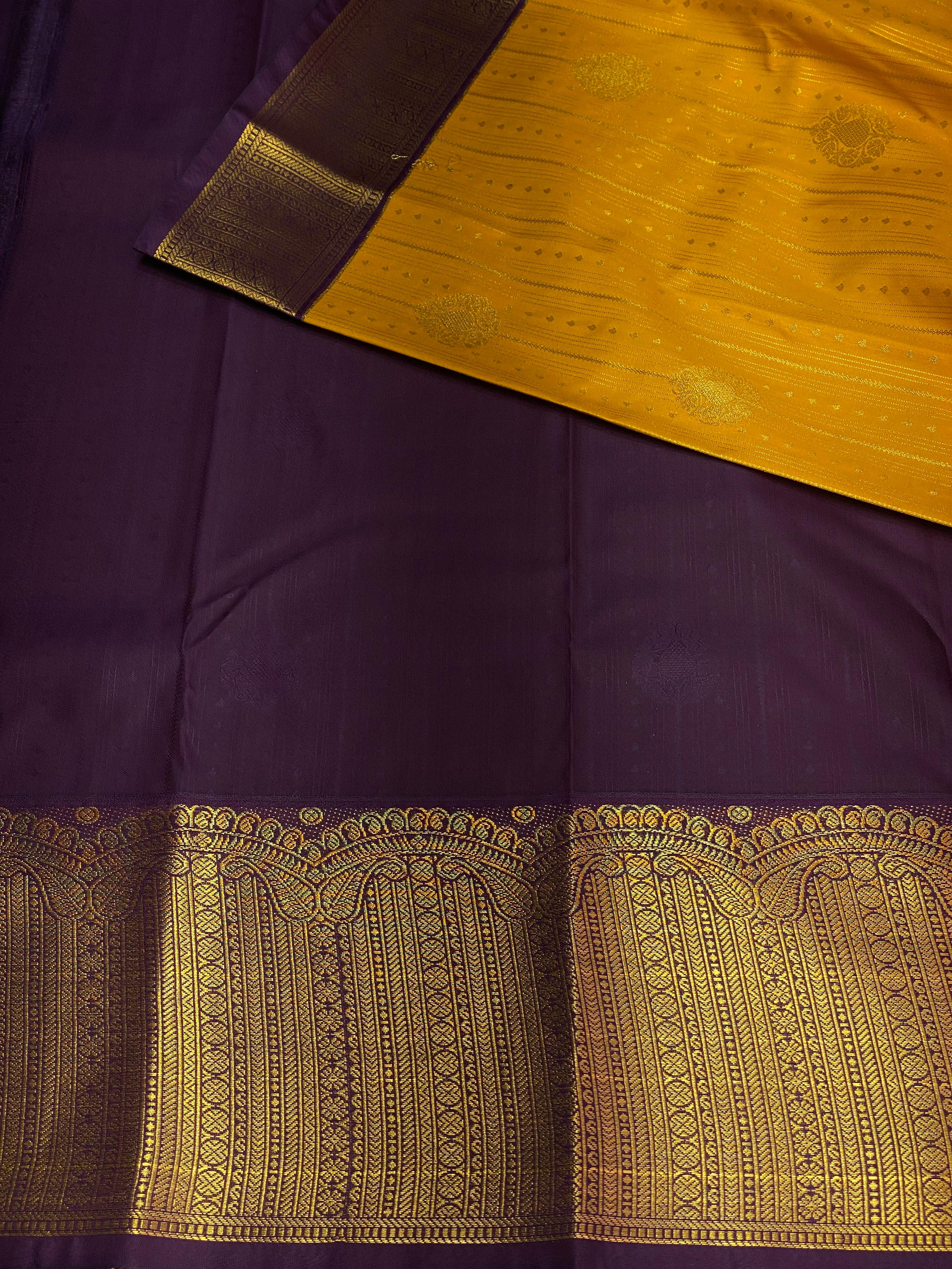 Yellow and Violet silk saree- PSSYVVC