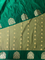 sage green and dark green pure soft silk saree - PSOFT6