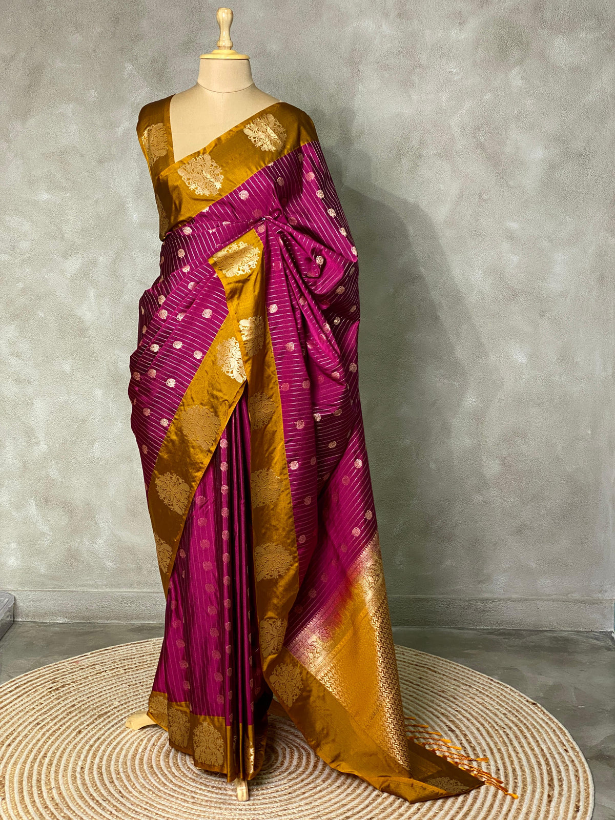Purple and mustard yellow pure soft silk saree - PSOFT13 (Copy)