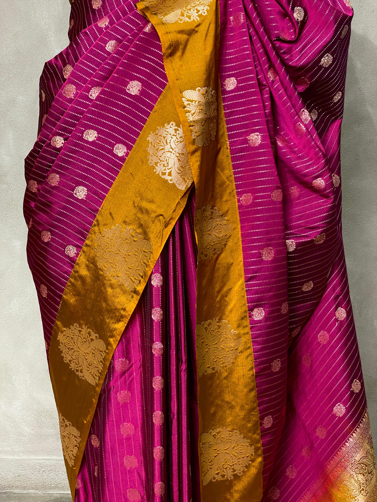 Purple and mustard yellow pure soft silk saree - PSOFT13 (Copy)