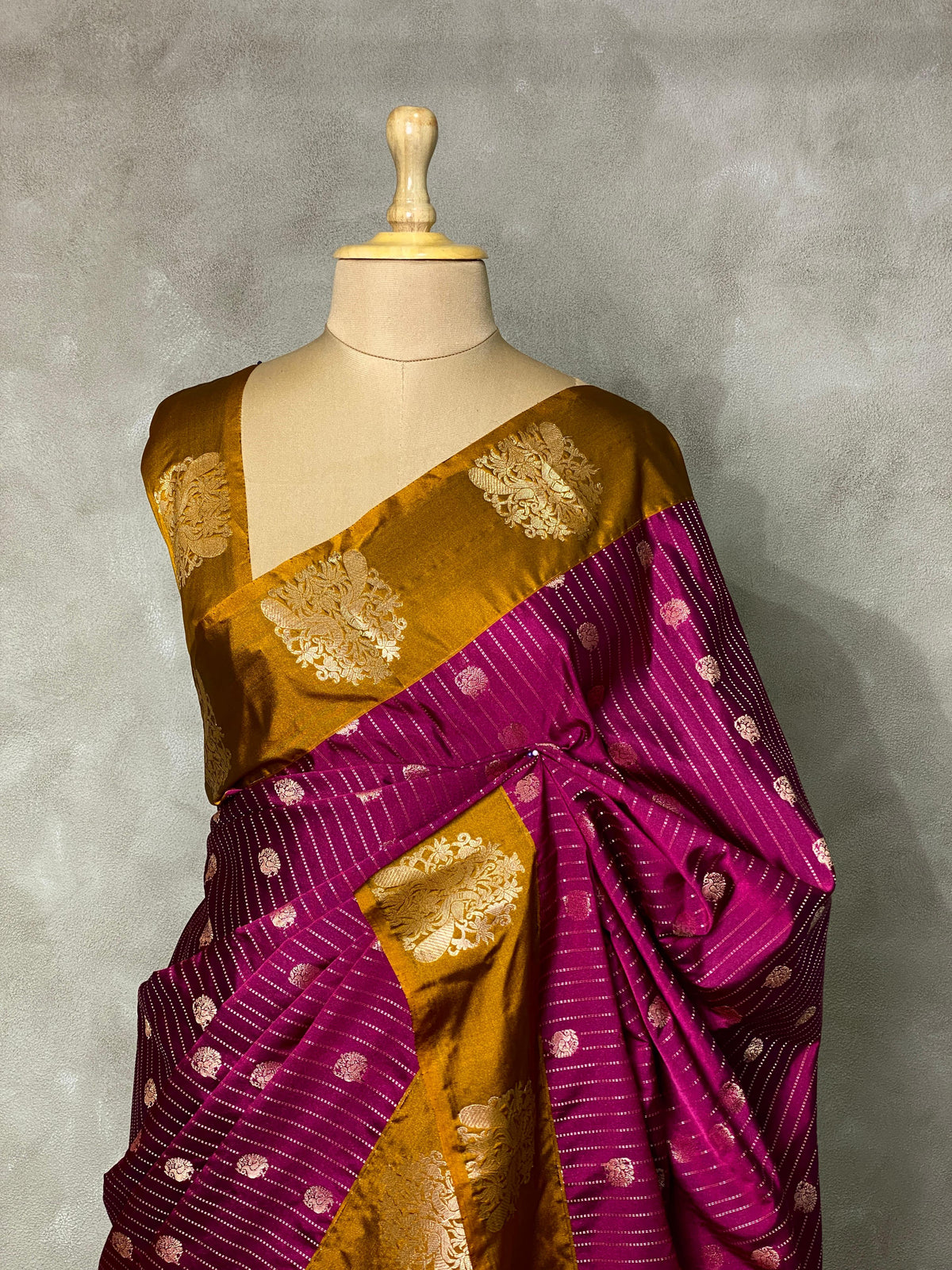 Purple and mustard yellow pure soft silk saree - PSOFT13 (Copy)