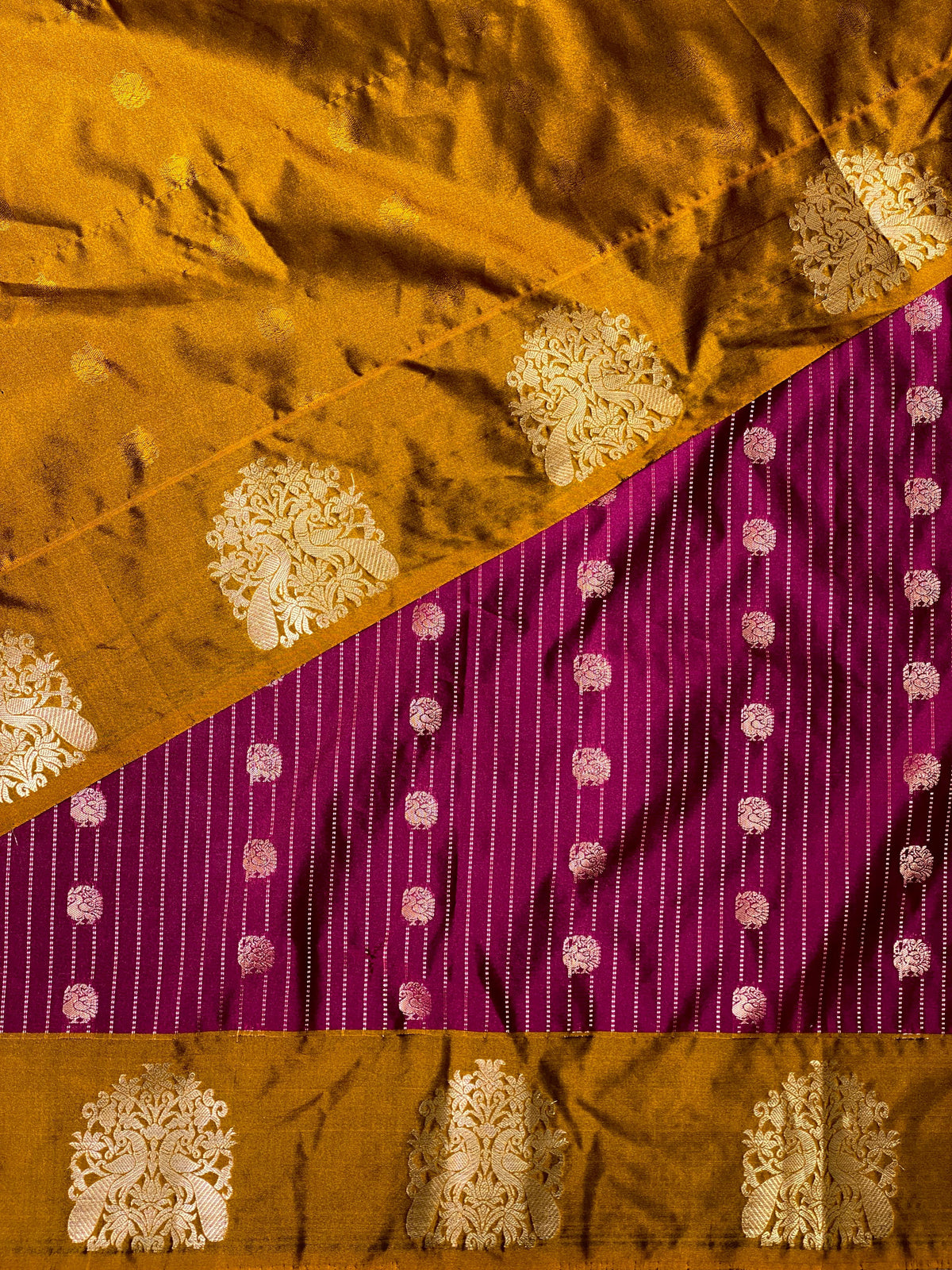 Purple and mustard yellow pure soft silk saree - PSOFT13 (Copy)
