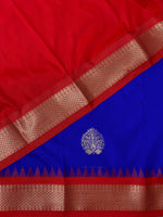 Royal blue and red traditional kanchi saree - PSSRB