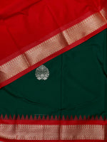 Dark green and red traditional kanchi saree - PSSDG