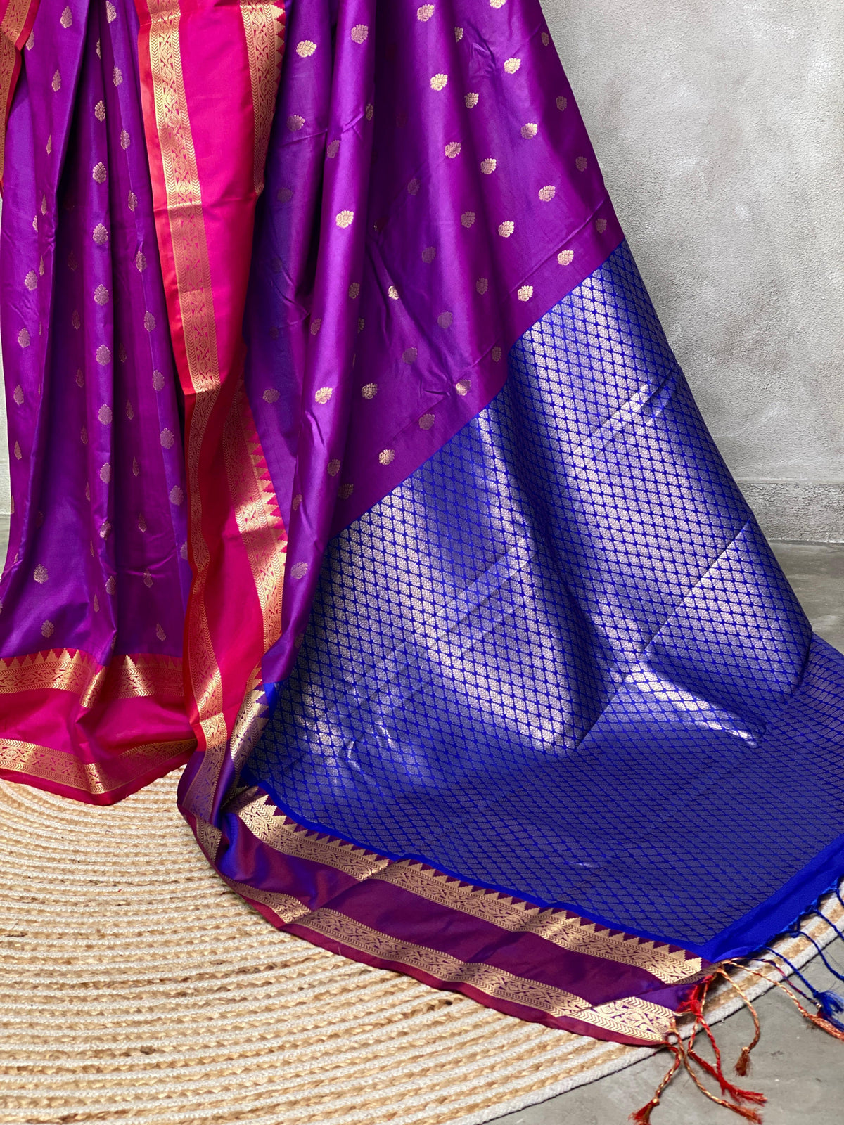 purple and Blue traditional kanchi saree - PSSPURPLE