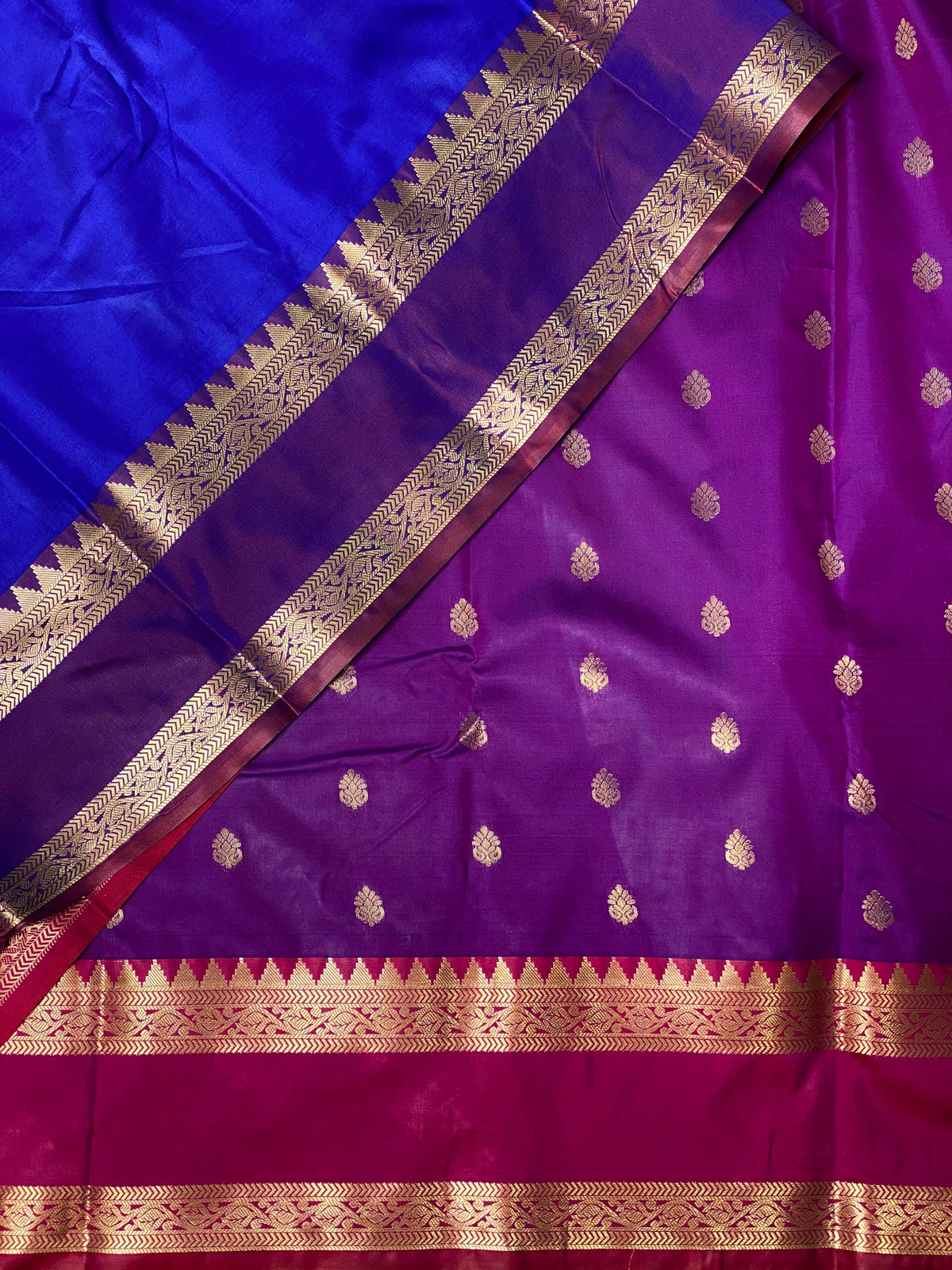 purple and Blue traditional kanchi saree - PSSPURPLE
