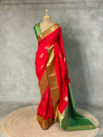 Red and green traditional kanchi saree - PSSR