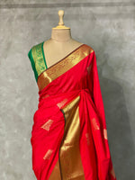 Red and green traditional kanchi saree - PSSR