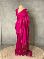 Pure Matka silk (jute silk) in magenta shade - PSMATKA1