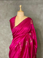 Pure Matka silk (jute silk) in magenta shade - PSMATKA1