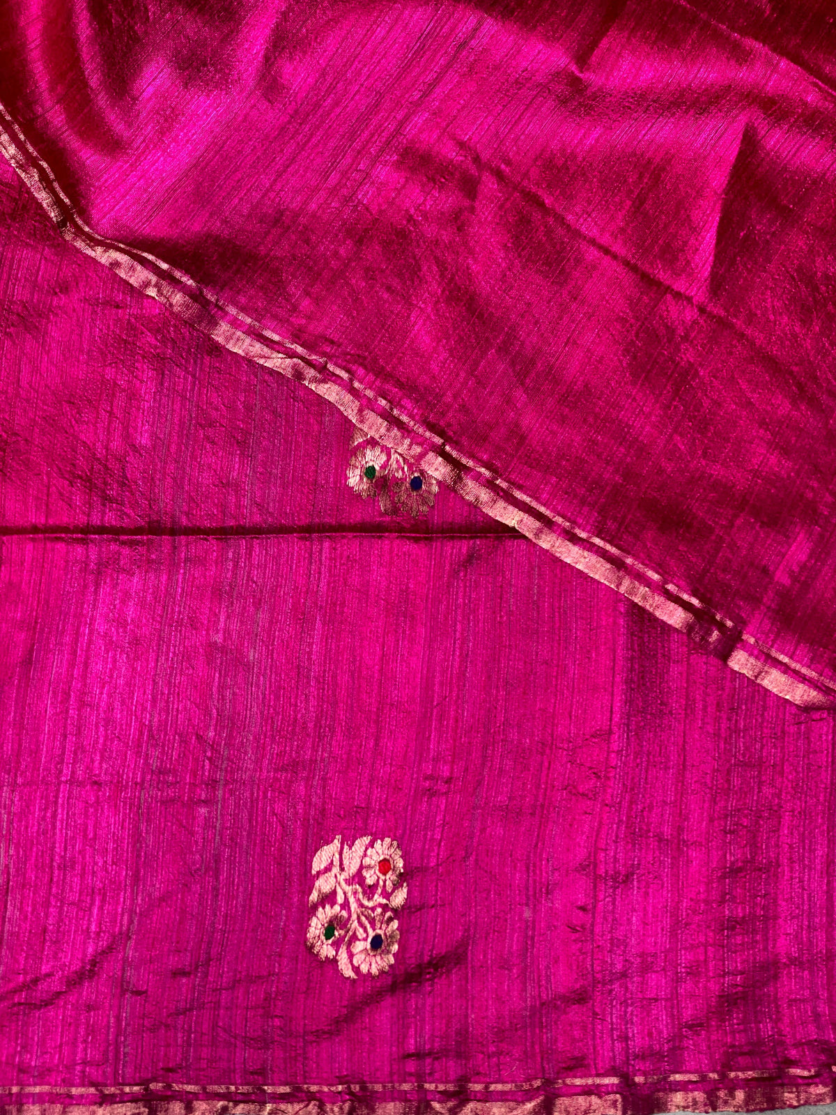 Pure Matka silk (jute silk) in magenta shade - PSMATKA1