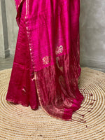 Pure Matka silk (jute silk) in magenta shade - PSMATKA1