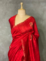 Pure Matka silk (jute silk) in red shade - PSMATKA3