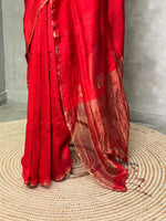 Pure Matka silk (jute silk) in red shade - PSMATKA3