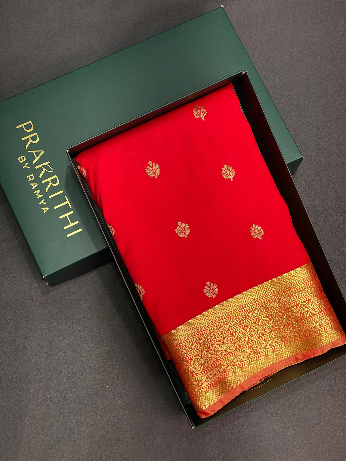 Red and sandal silk saree- PSPP2