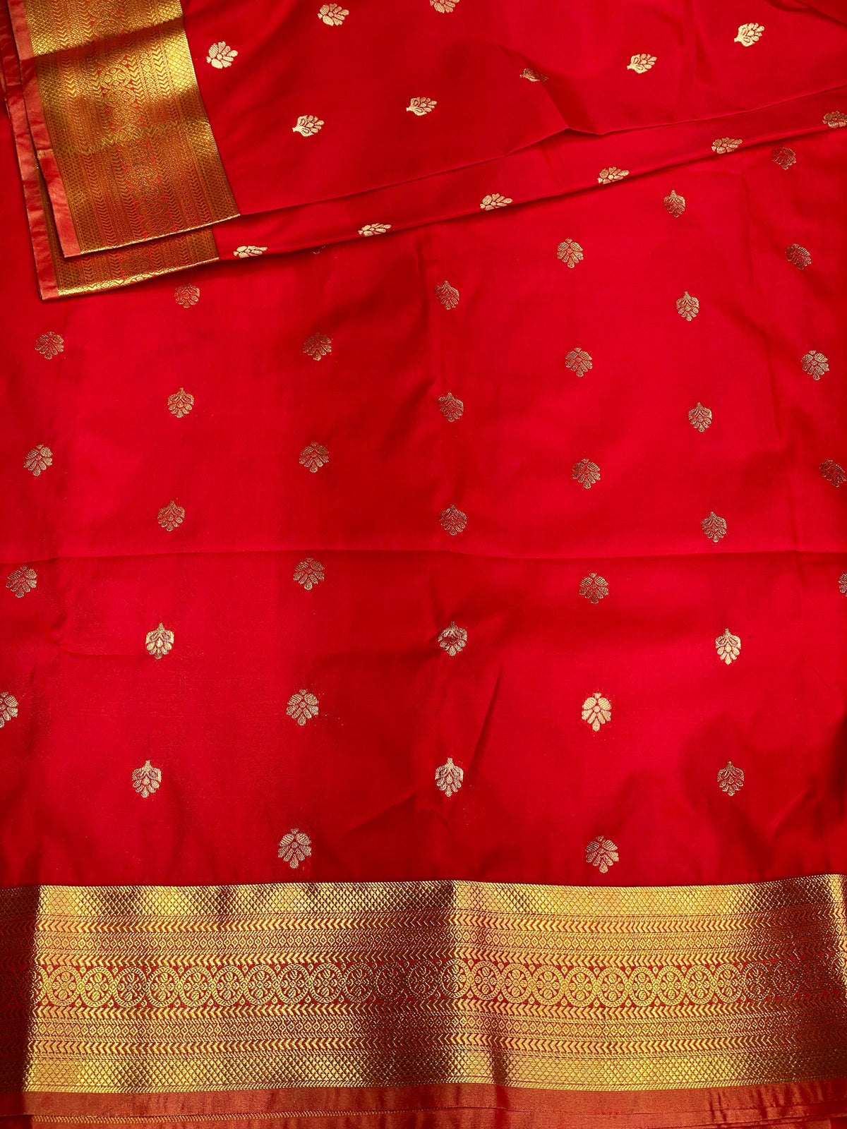 Red and sandal silk saree- PSPP2