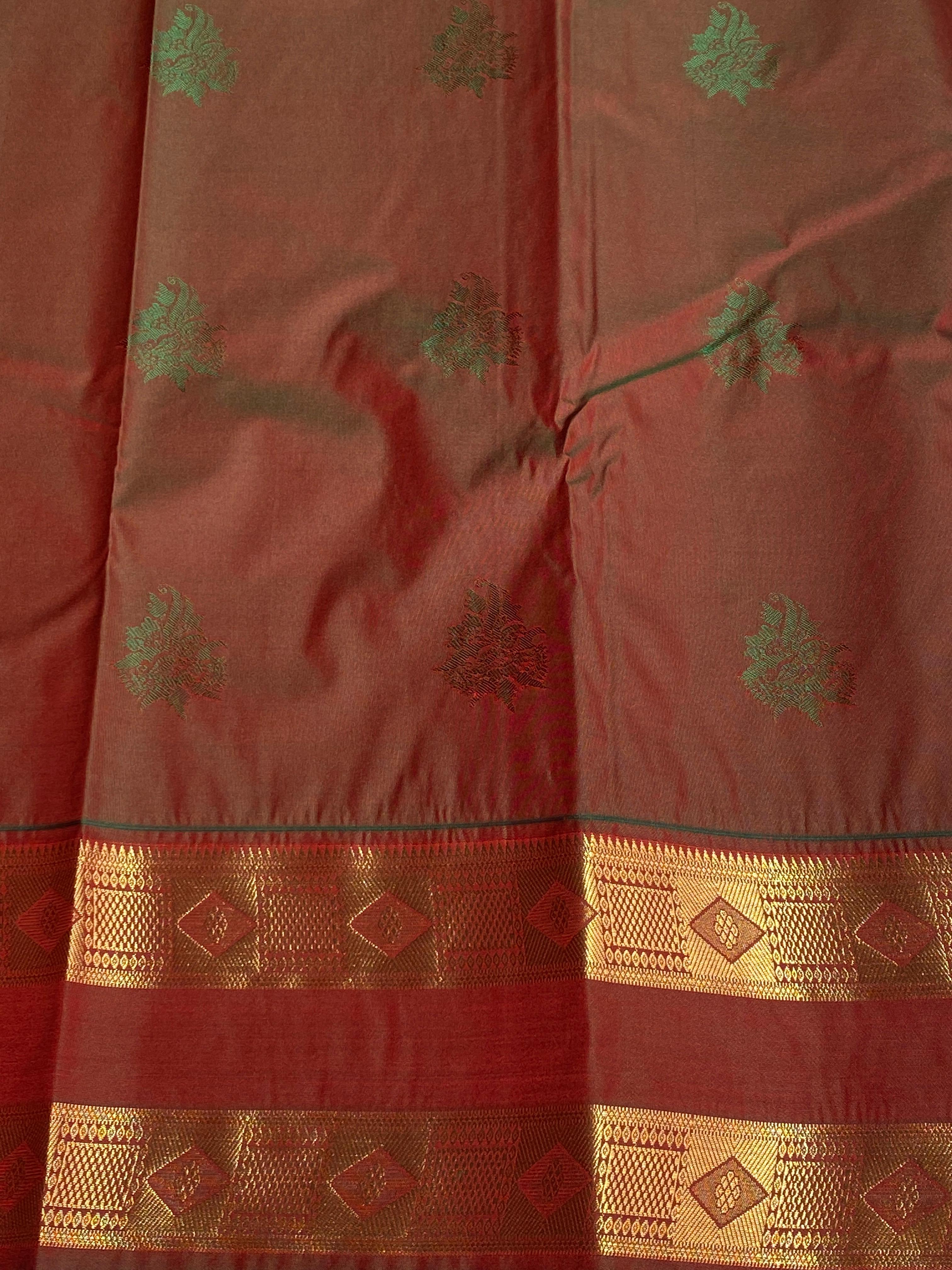 Orange and maroon silk saree- PSSC7a