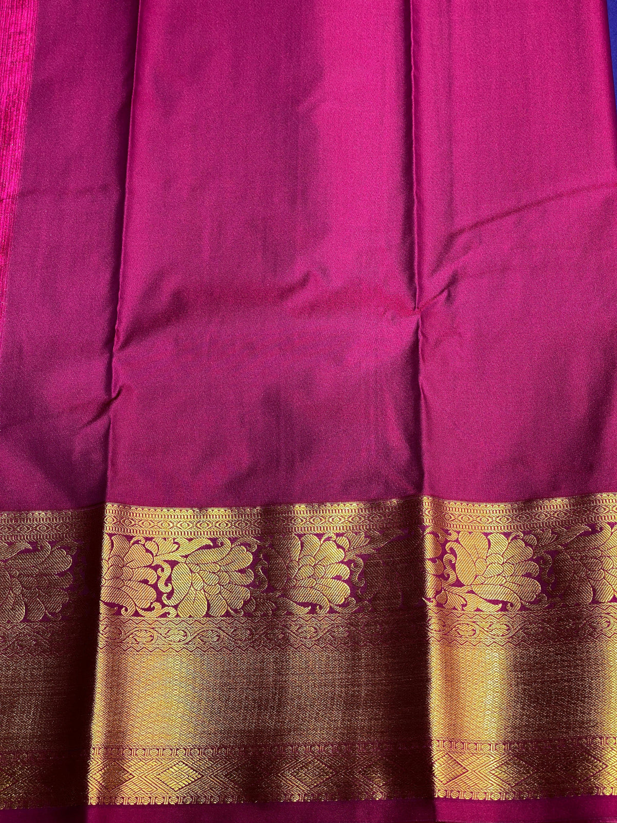 Royal blue and magenta silk saree- PSSC8E