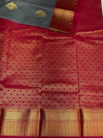 Grey and magenta silk saree- PSSD1