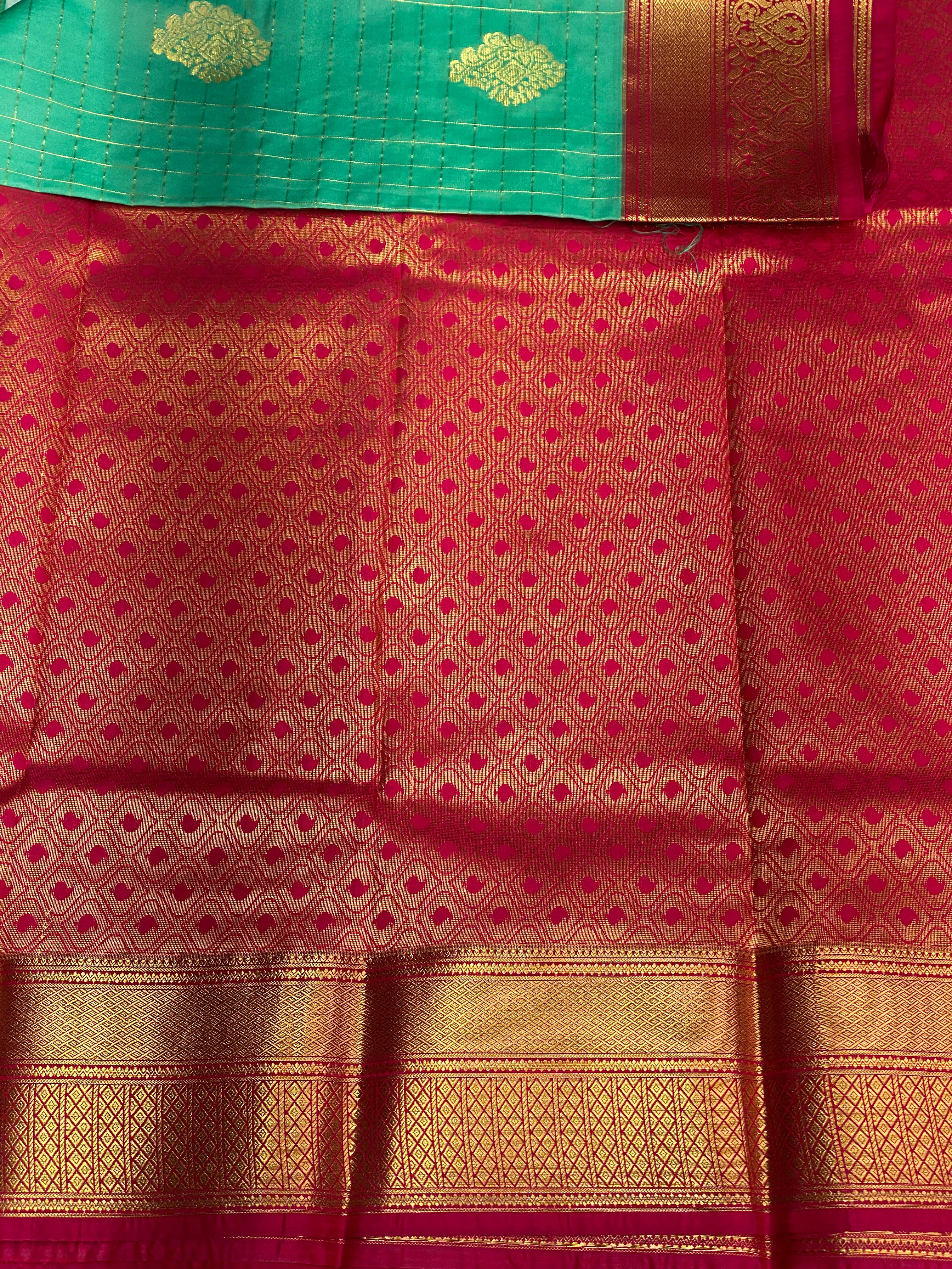 green and magenta silk saree- PSSD5