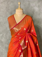 Orange Banarasi silk saree - PBSB