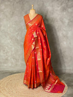 Orange Banarasi silk saree - PBSB