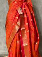Orange Banarasi silk saree - PBSB