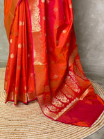 Orange Banarasi silk saree - PBSB