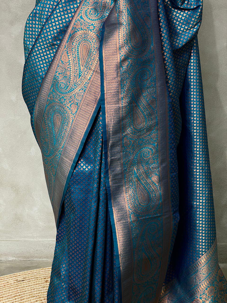 Peacock blue Banarasi silk saree - PBSH