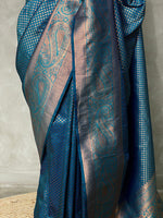 Peacock blue Banarasi silk saree - PBSH