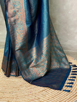 Peacock blue Banarasi silk saree - PBSH