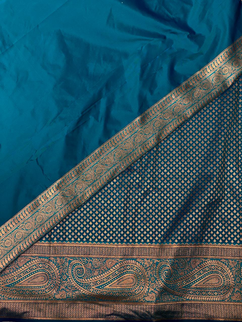 Peacock blue Banarasi silk saree - PBSH