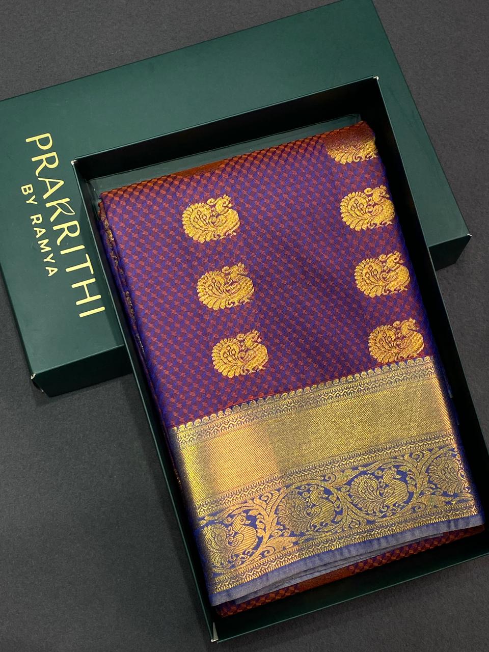 Violetand Blue silk saree- PSP9