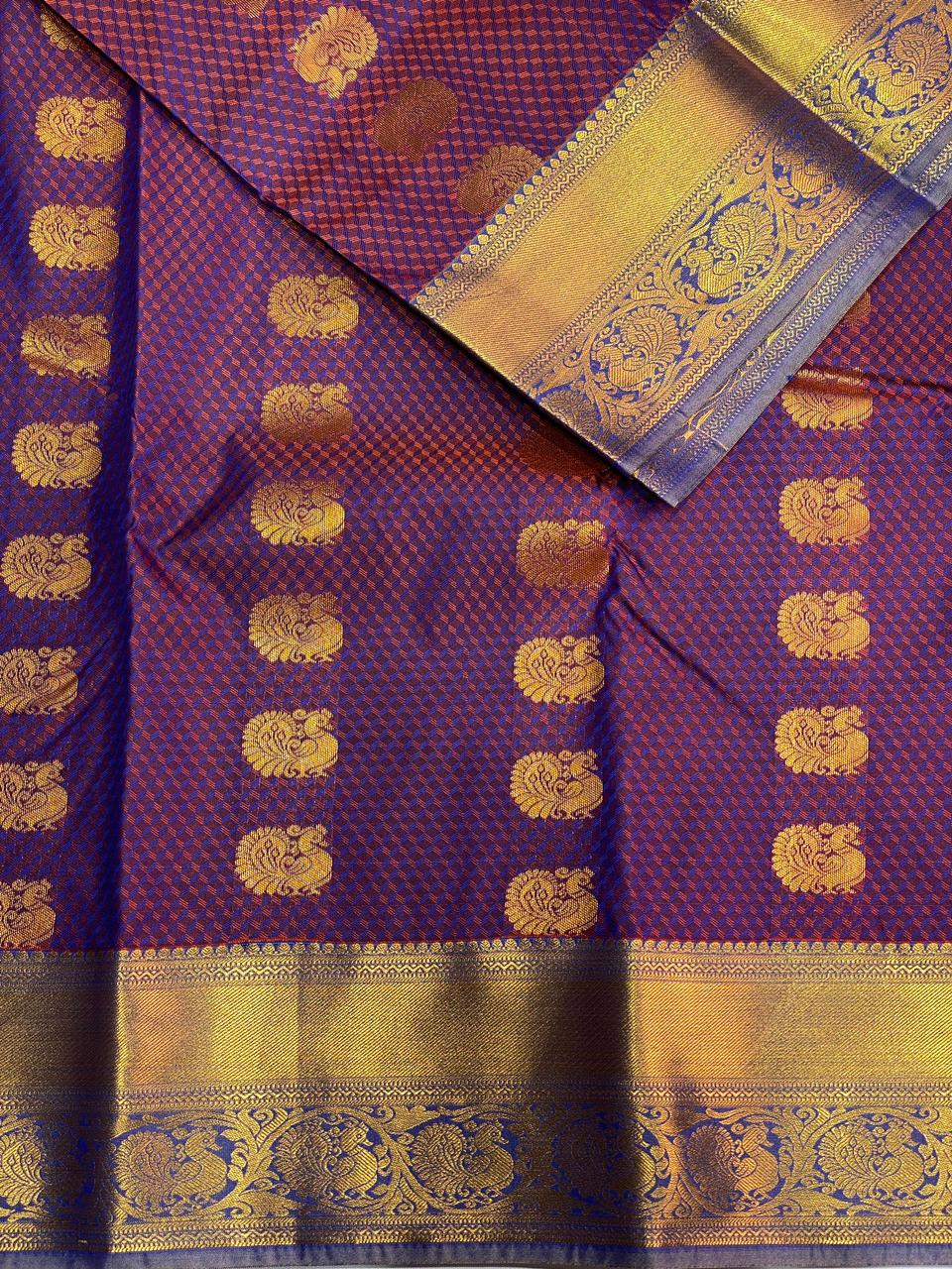 Violetand Blue silk saree- PSP9