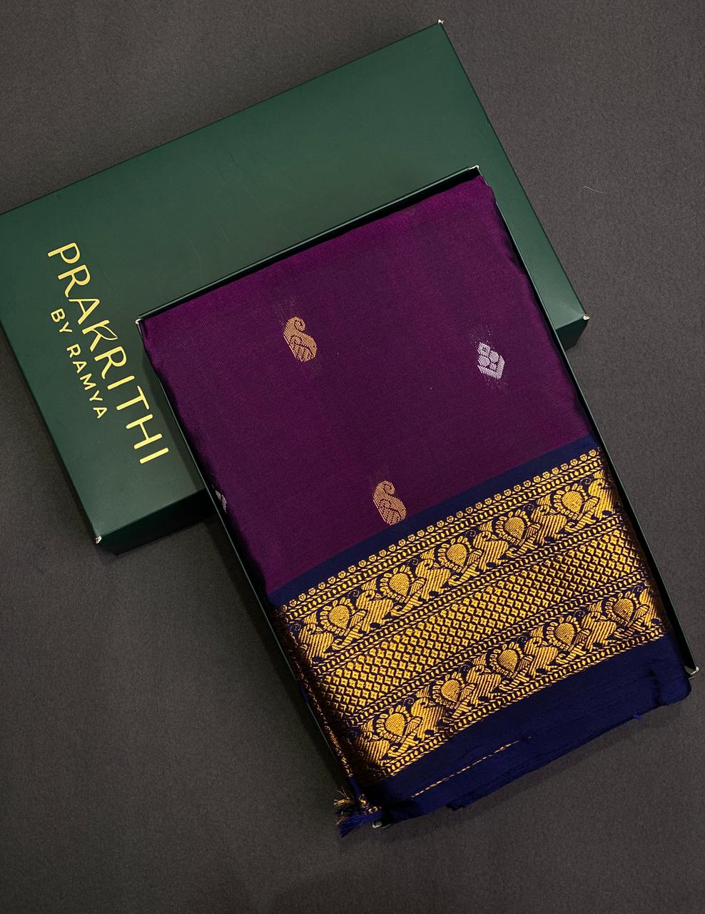 Purple and Dark blue kanchi silk saree - PSSPP