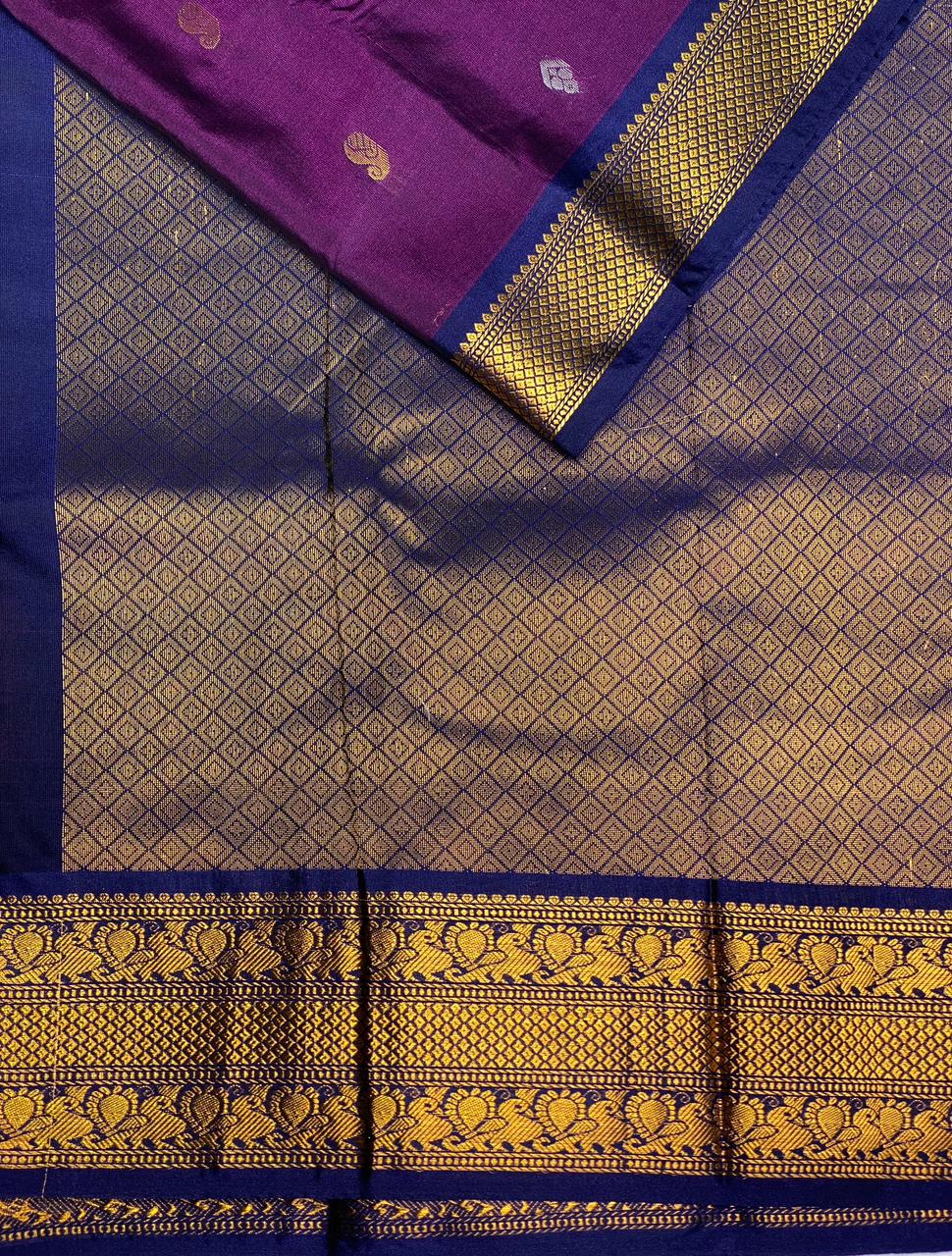 Purple and Dark blue kanchi silk saree - PSSPP