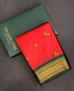 orange and green kanchi silk saree - PSSPT