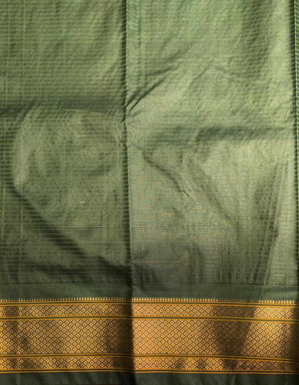 orange and green kanchi silk saree - PSSPT
