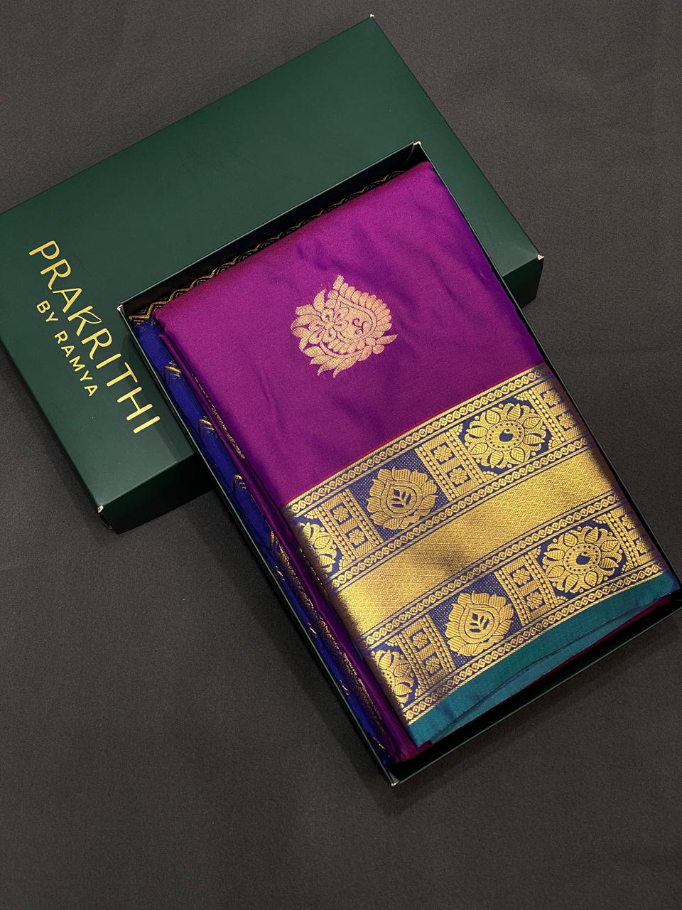 Purple and Green kanchi silk saree - PSSPI