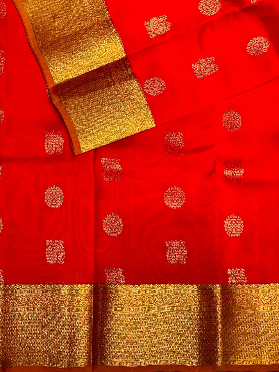 Red and Orange Pure Kanchipuram Silk saree - PPSILK17