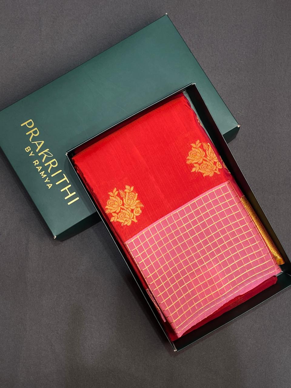 Red and Pink Pure Kanchipuram Silk saree - PPSILK18