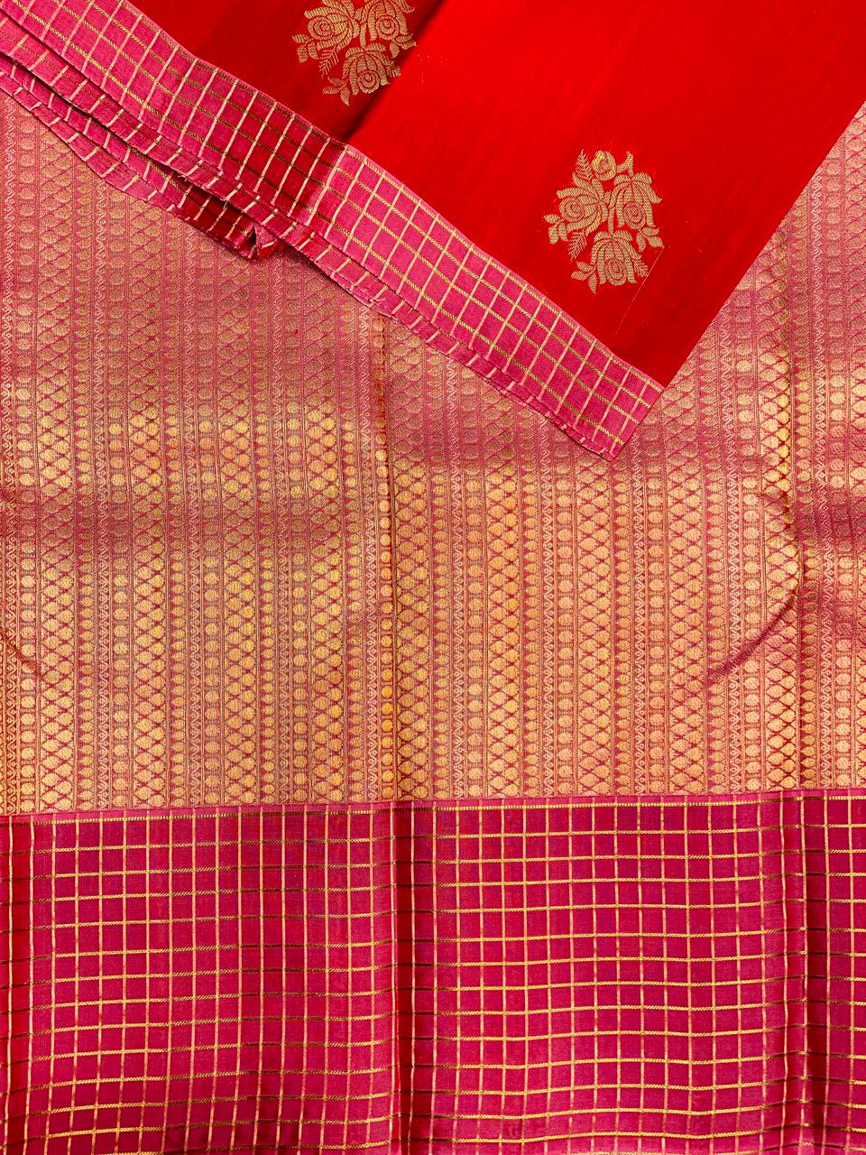 Red and Pink Pure Kanchipuram Silk saree - PPSILK18