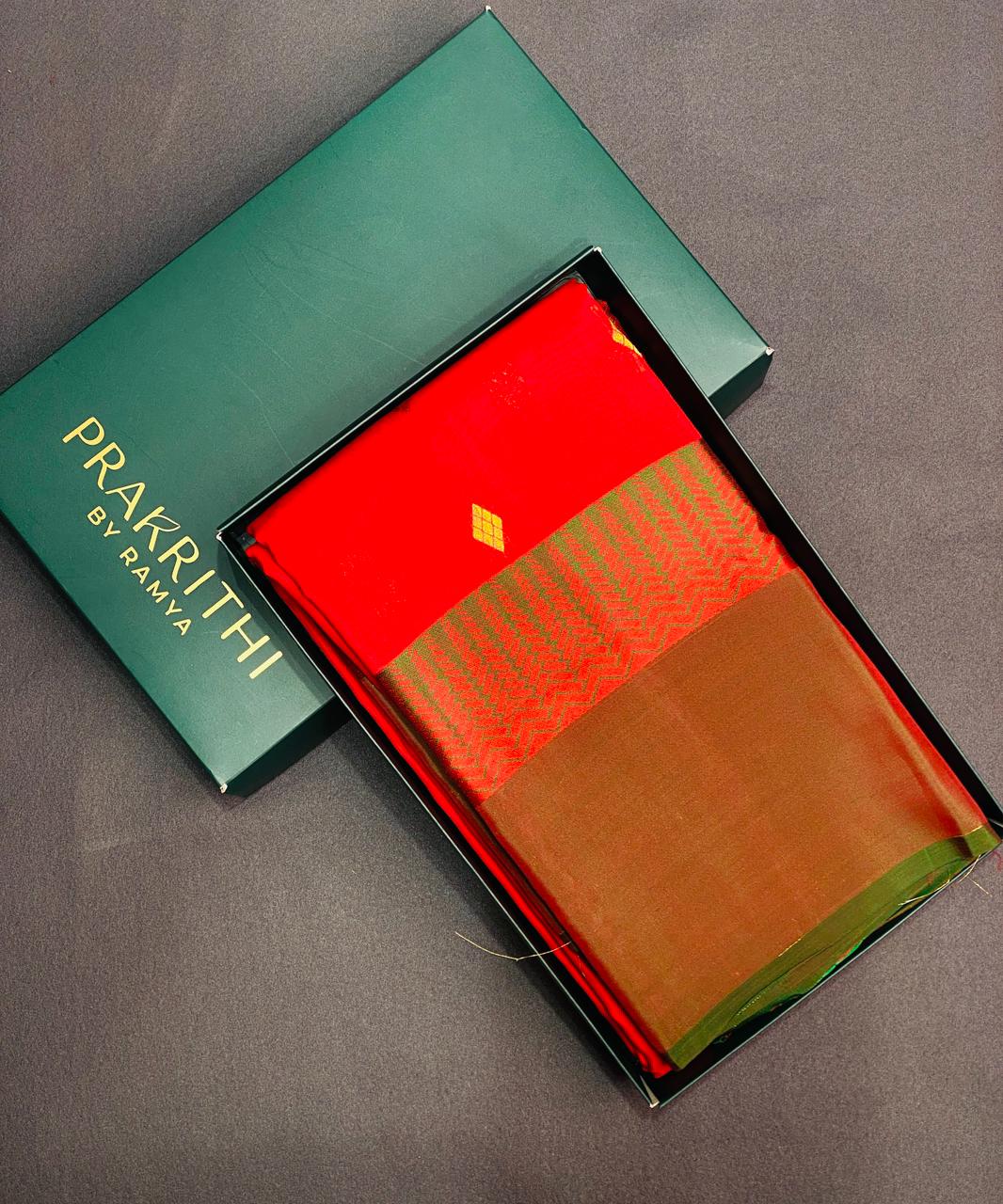 Red and Green Pure Kanchipuram soft Silk saree - PPSILK19