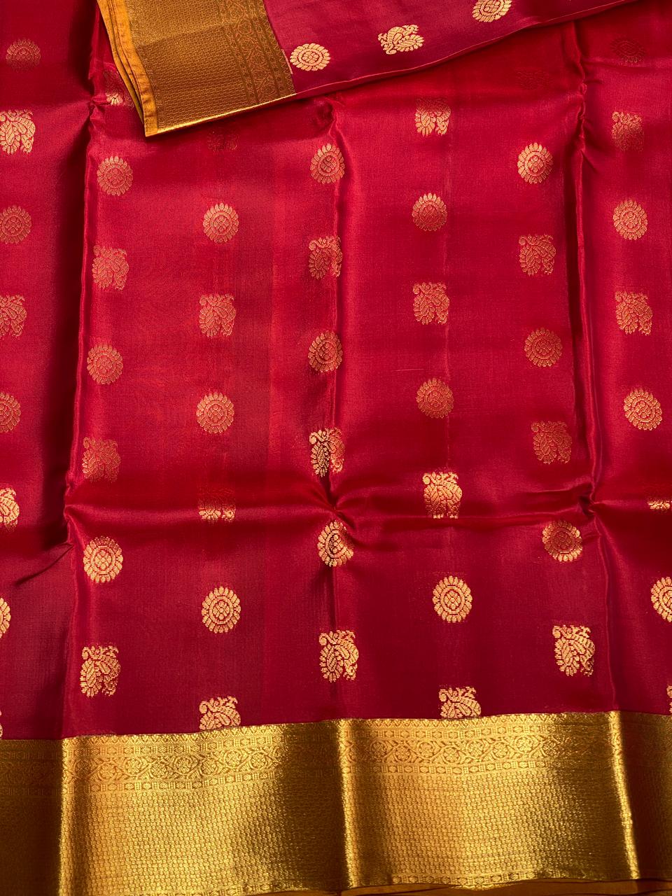 Red and mustard Kanchipuram Silk saree - PPSILK21