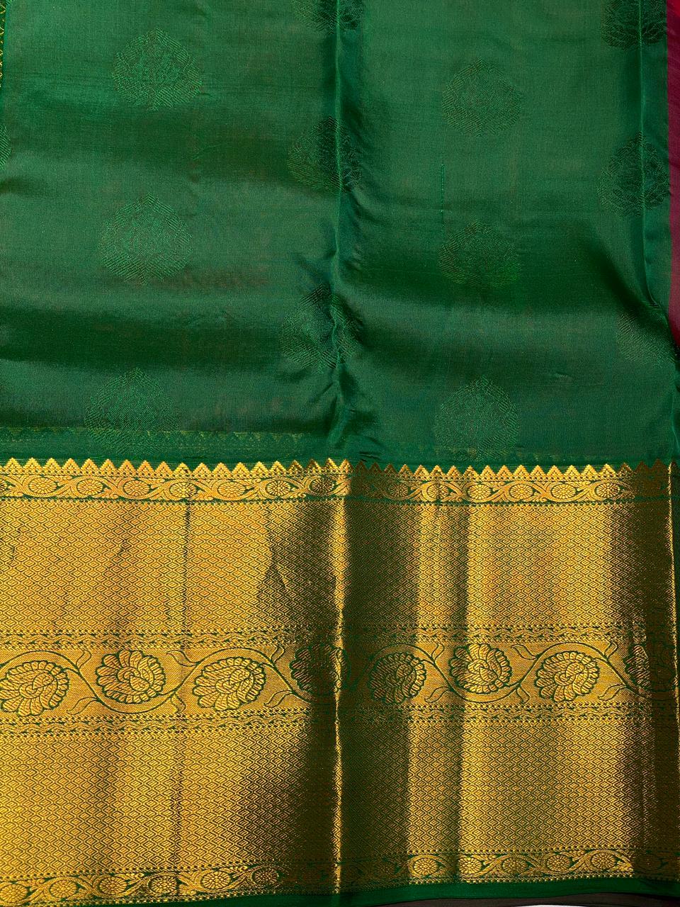 Maroon and green pure organza Kanchipuram Silk saree - PPSILK22