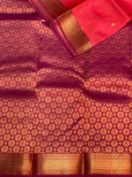 Peachish pink pure organza Kanchipuram soft Silk saree - PPSILK28